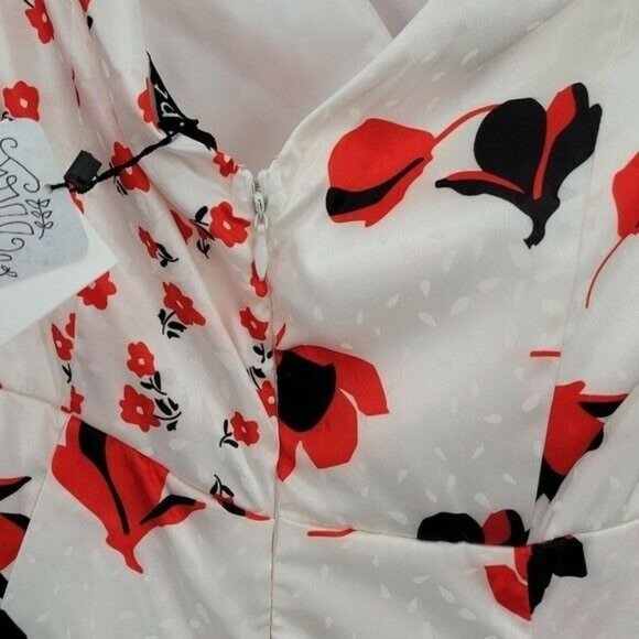 O.P.T Emilia Dress White Floral Satin - Picture 11 of 12